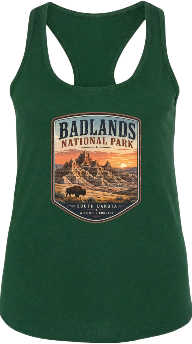 ADULT Badlands National Park Badge Chest Logo T Shirt | Hoodie | Long Sleeve | Sweatshirt | Crew Neck | Tank Top 1 Fiesta Doodle waterproof vinyl sticker. dishwasher safe outdoor sticker.