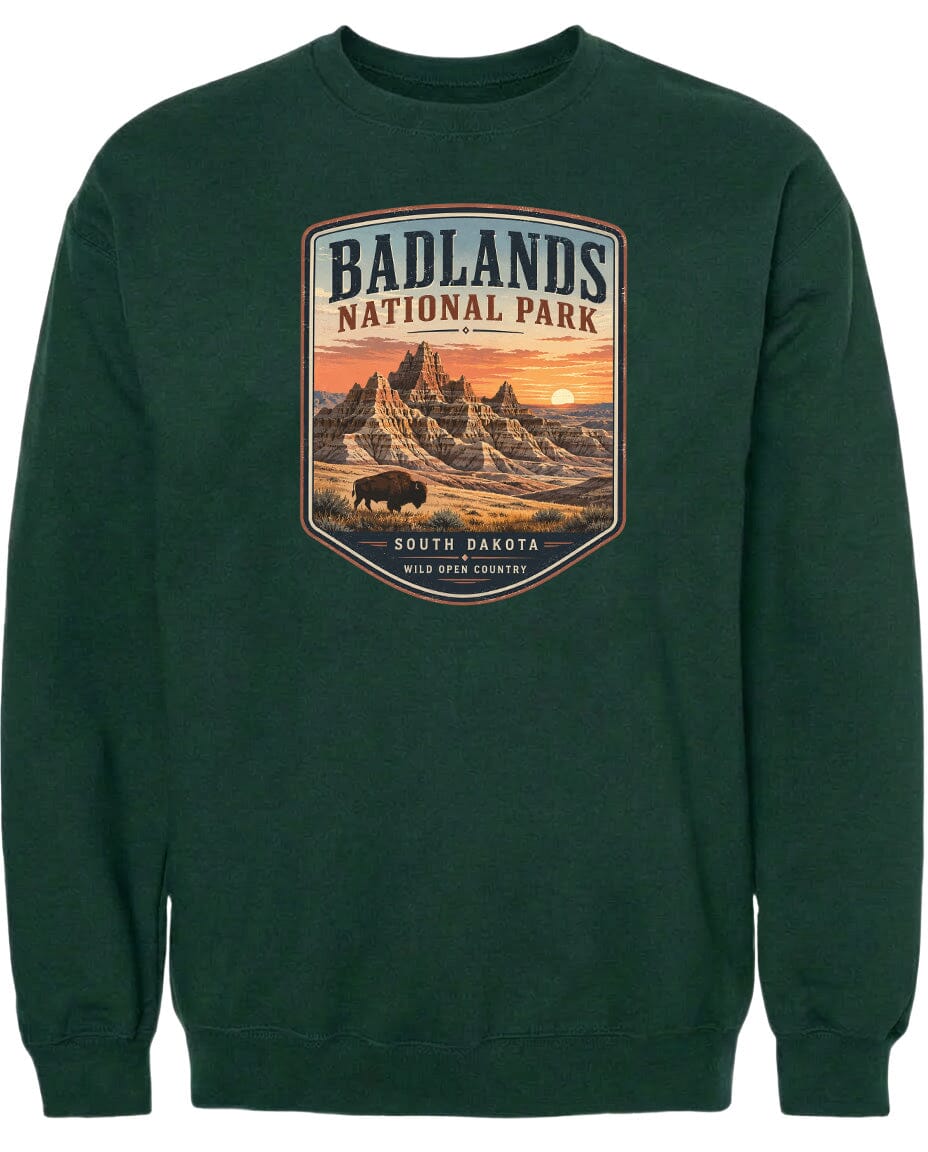 ADULT Badlands National Park Badge Chest Logo T Shirt | Hoodie | Long Sleeve | Sweatshirt | Crew Neck | Tank Top 1 Fiesta Doodle waterproof vinyl sticker. dishwasher safe outdoor sticker.