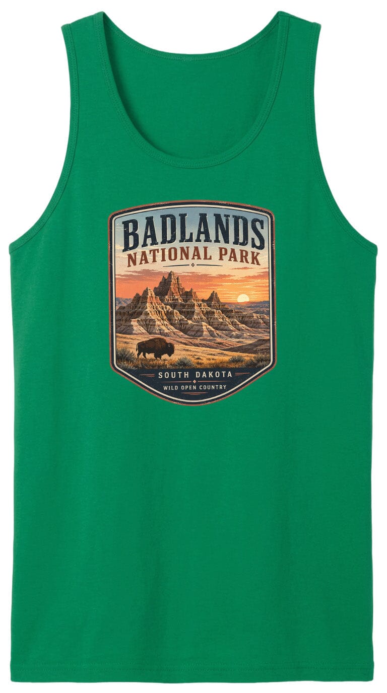 ADULT Badlands National Park Badge Chest Logo T Shirt | Hoodie | Long Sleeve | Sweatshirt | Crew Neck | Tank Top 1 Fiesta Doodle waterproof vinyl sticker. dishwasher safe outdoor sticker.