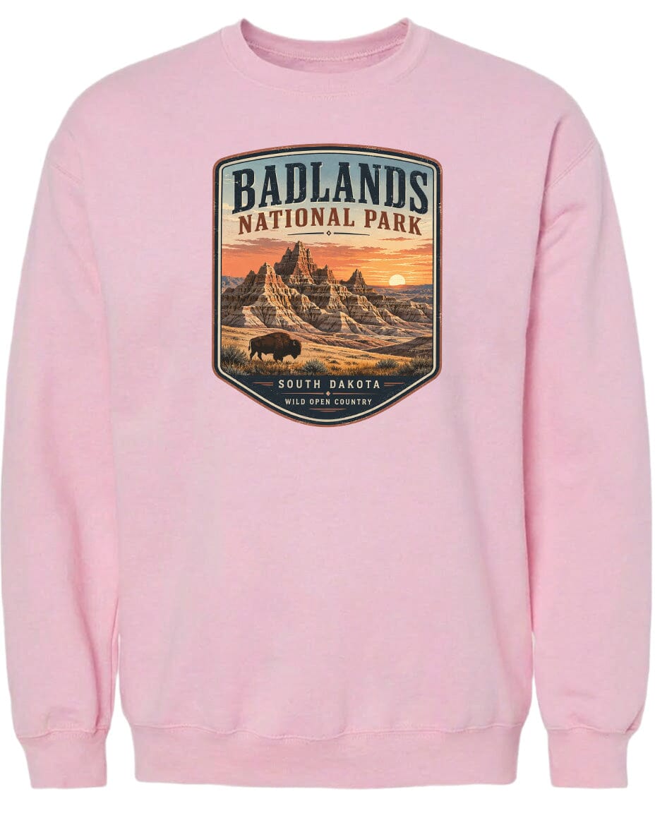 ADULT Badlands National Park Badge Chest Logo T Shirt | Hoodie | Long Sleeve | Sweatshirt | Crew Neck | Tank Top 1 Fiesta Doodle waterproof vinyl sticker. dishwasher safe outdoor sticker.
