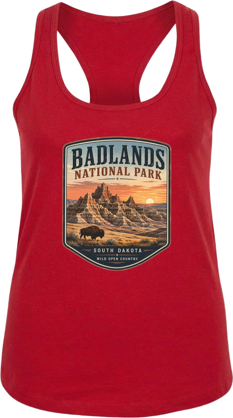 ADULT Badlands National Park Badge Chest Logo T Shirt | Hoodie | Long Sleeve | Sweatshirt | Crew Neck | Tank Top 1 Fiesta Doodle waterproof vinyl sticker. dishwasher safe outdoor sticker.