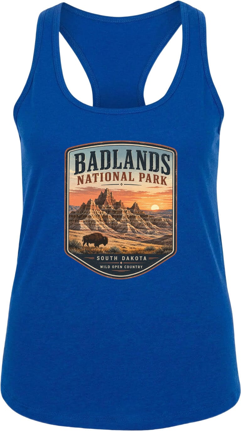 ADULT Badlands National Park Badge Chest Logo T Shirt | Hoodie | Long Sleeve | Sweatshirt | Crew Neck | Tank Top 1 Fiesta Doodle waterproof vinyl sticker. dishwasher safe outdoor sticker.