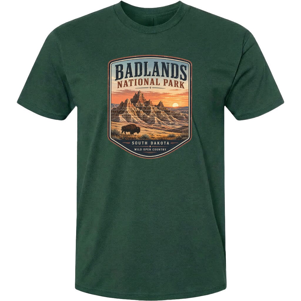 ADULT Badlands National Park Badge Chest Logo T Shirt | Hoodie | Long Sleeve | Sweatshirt | Crew Neck | Tank Top 1 Fiesta Doodle waterproof vinyl sticker. dishwasher safe outdoor sticker.