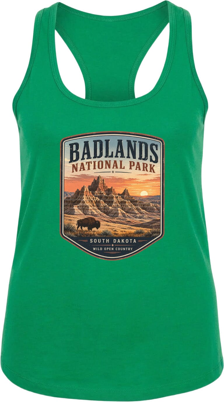 ADULT Badlands National Park Badge Chest Logo T Shirt | Hoodie | Long Sleeve | Sweatshirt | Crew Neck | Tank Top 1 Fiesta Doodle waterproof vinyl sticker. dishwasher safe outdoor sticker.