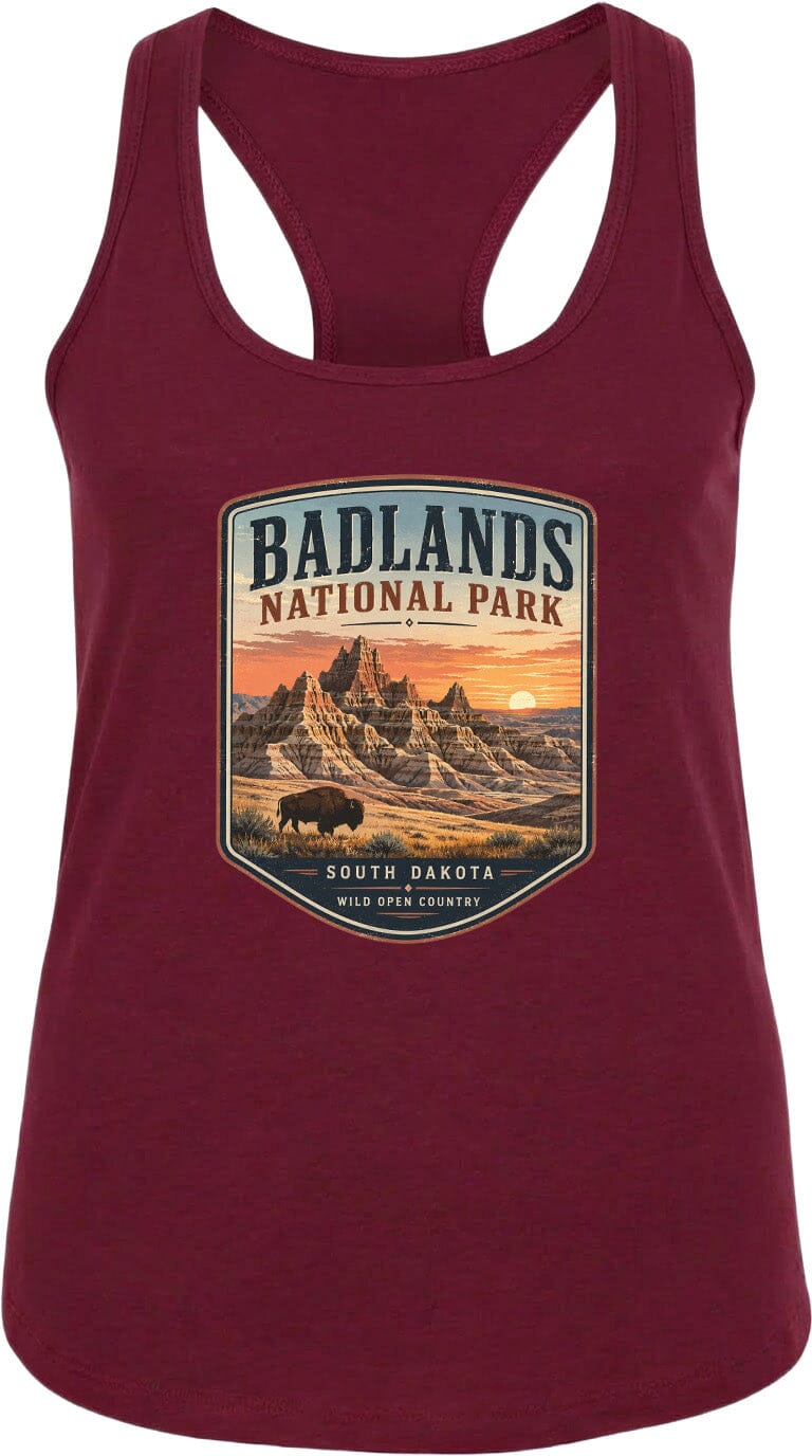 ADULT Badlands National Park Badge Chest Logo T Shirt | Hoodie | Long Sleeve | Sweatshirt | Crew Neck | Tank Top 1 Fiesta Doodle waterproof vinyl sticker. dishwasher safe outdoor sticker.