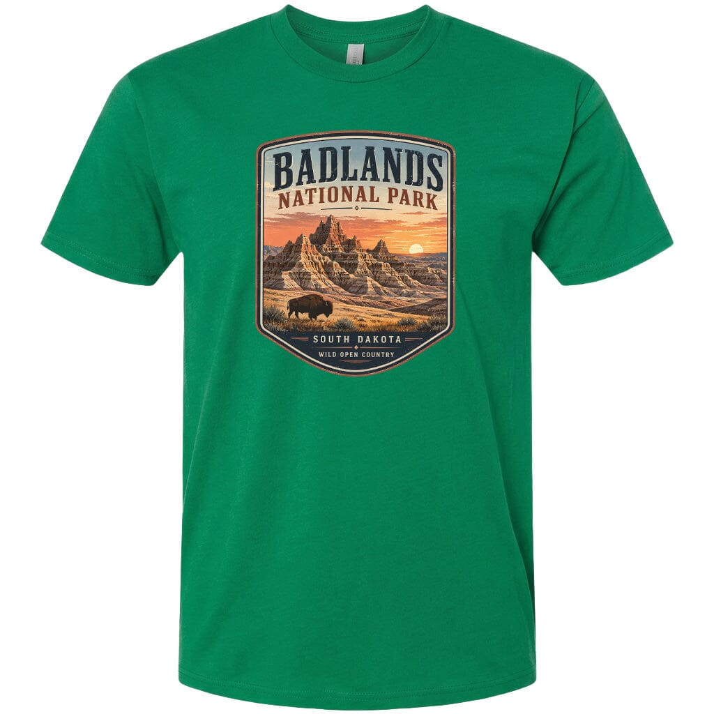 ADULT Badlands National Park Badge Chest Logo T Shirt | Hoodie | Long Sleeve | Sweatshirt | Crew Neck | Tank Top 1 Fiesta Doodle waterproof vinyl sticker. dishwasher safe outdoor sticker.