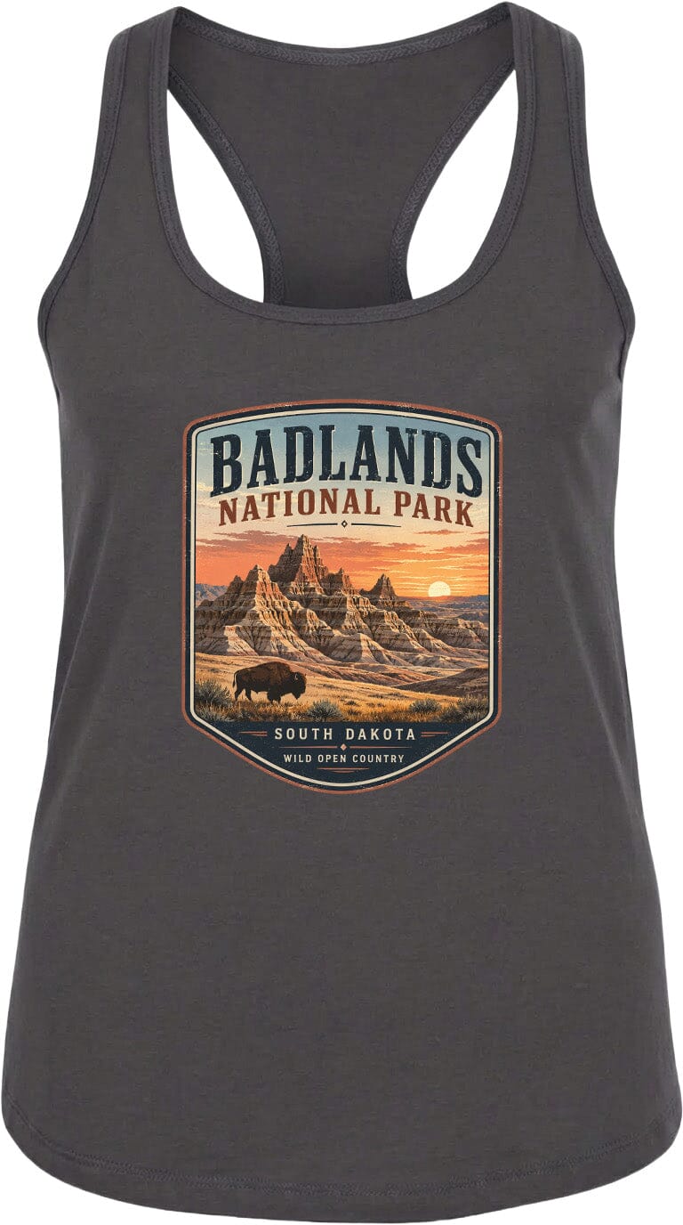 ADULT Badlands National Park Badge Chest Logo T Shirt | Hoodie | Long Sleeve | Sweatshirt | Crew Neck | Tank Top 1 Fiesta Doodle waterproof vinyl sticker. dishwasher safe outdoor sticker.