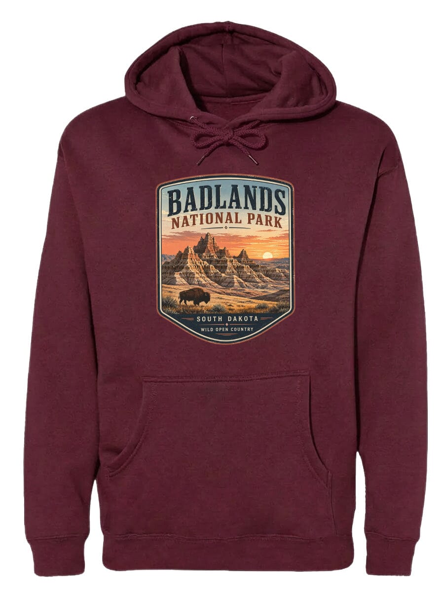 ADULT Badlands National Park Badge Chest Logo T Shirt | Hoodie | Long Sleeve | Sweatshirt | Crew Neck | Tank Top 1 Fiesta Doodle waterproof vinyl sticker. dishwasher safe outdoor sticker.