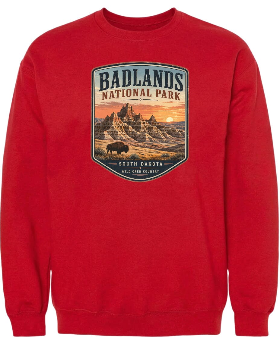 ADULT Badlands National Park Badge Chest Logo T Shirt | Hoodie | Long Sleeve | Sweatshirt | Crew Neck | Tank Top 1 Fiesta Doodle waterproof vinyl sticker. dishwasher safe outdoor sticker.