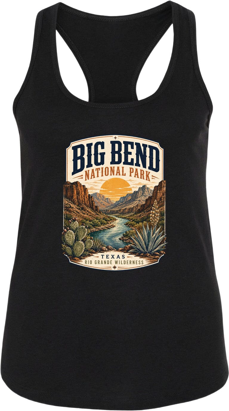 ADULT Big Bend National Park Badge Chest Logo T Shirt | Hoodie | Long Sleeve | Sweatshirt | Crew Neck | Tank Top 1 Fiesta Doodle waterproof vinyl sticker. dishwasher safe outdoor sticker.