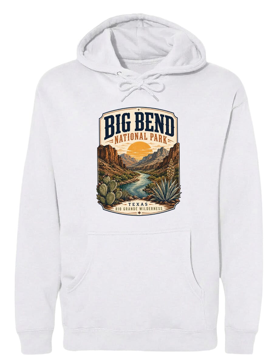 ADULT Big Bend National Park Badge Chest Logo T Shirt | Hoodie | Long Sleeve | Sweatshirt | Crew Neck | Tank Top 1 Fiesta Doodle waterproof vinyl sticker. dishwasher safe outdoor sticker.