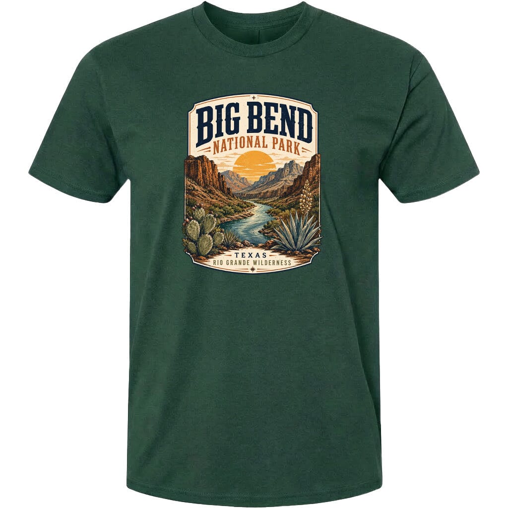 ADULT Big Bend National Park Badge Chest Logo T Shirt | Hoodie | Long Sleeve | Sweatshirt | Crew Neck | Tank Top 1 Fiesta Doodle waterproof vinyl sticker. dishwasher safe outdoor sticker.