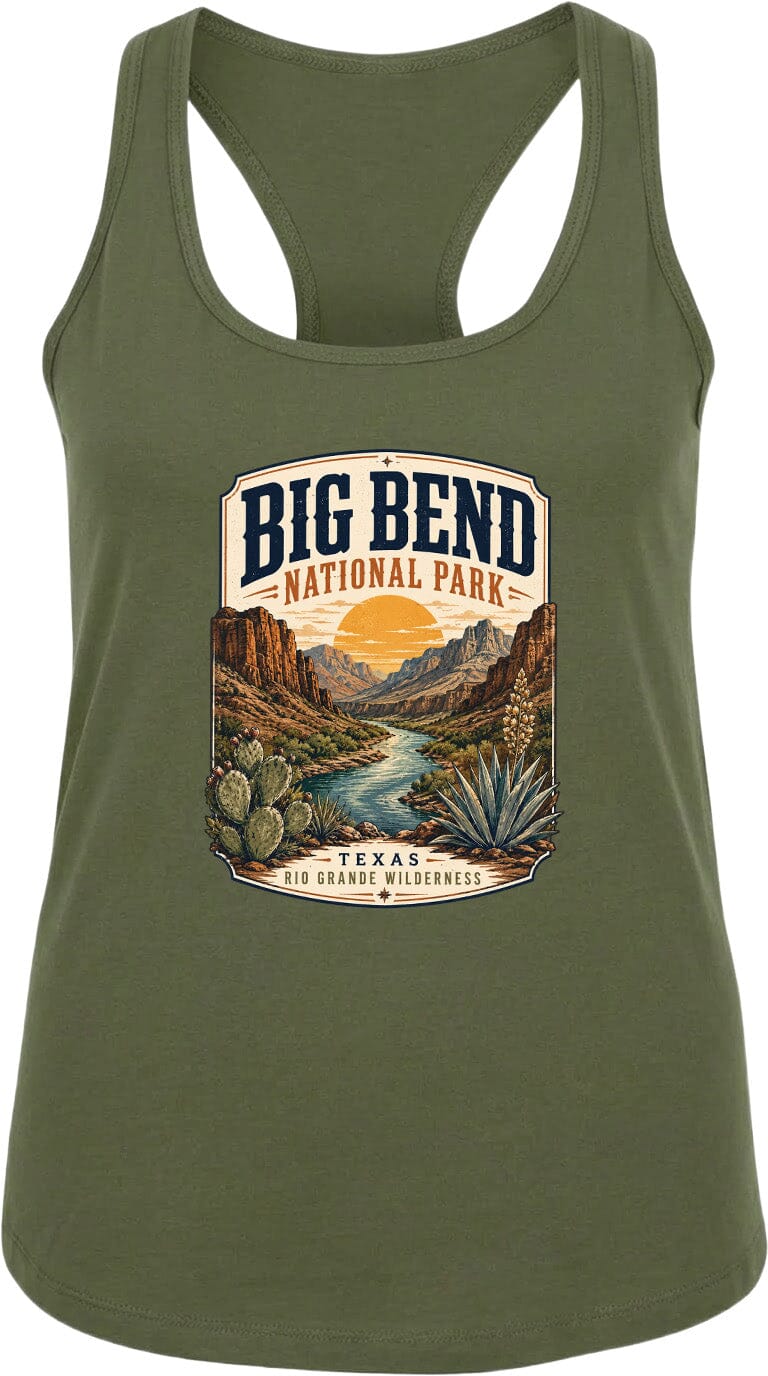 ADULT Big Bend National Park Badge Chest Logo T Shirt | Hoodie | Long Sleeve | Sweatshirt | Crew Neck | Tank Top 1 Fiesta Doodle waterproof vinyl sticker. dishwasher safe outdoor sticker.
