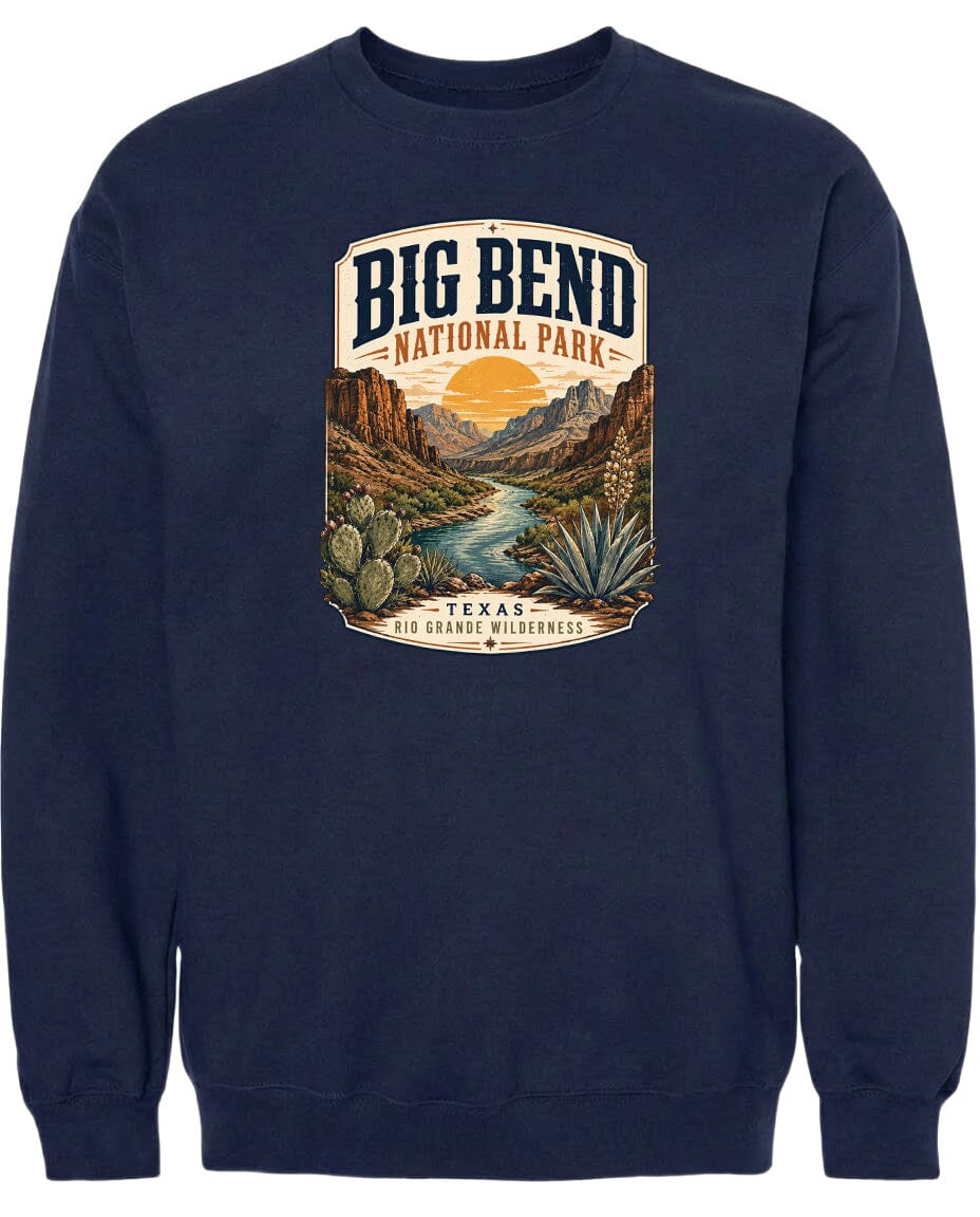 ADULT Big Bend National Park Badge Chest Logo T Shirt | Hoodie | Long Sleeve | Sweatshirt | Crew Neck | Tank Top 1 Fiesta Doodle waterproof vinyl sticker. dishwasher safe outdoor sticker.
