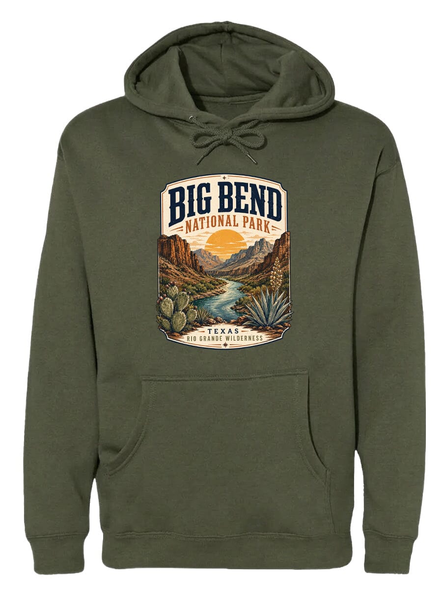 ADULT Big Bend National Park Badge Chest Logo T Shirt | Hoodie | Long Sleeve | Sweatshirt | Crew Neck | Tank Top 1 Fiesta Doodle waterproof vinyl sticker. dishwasher safe outdoor sticker.