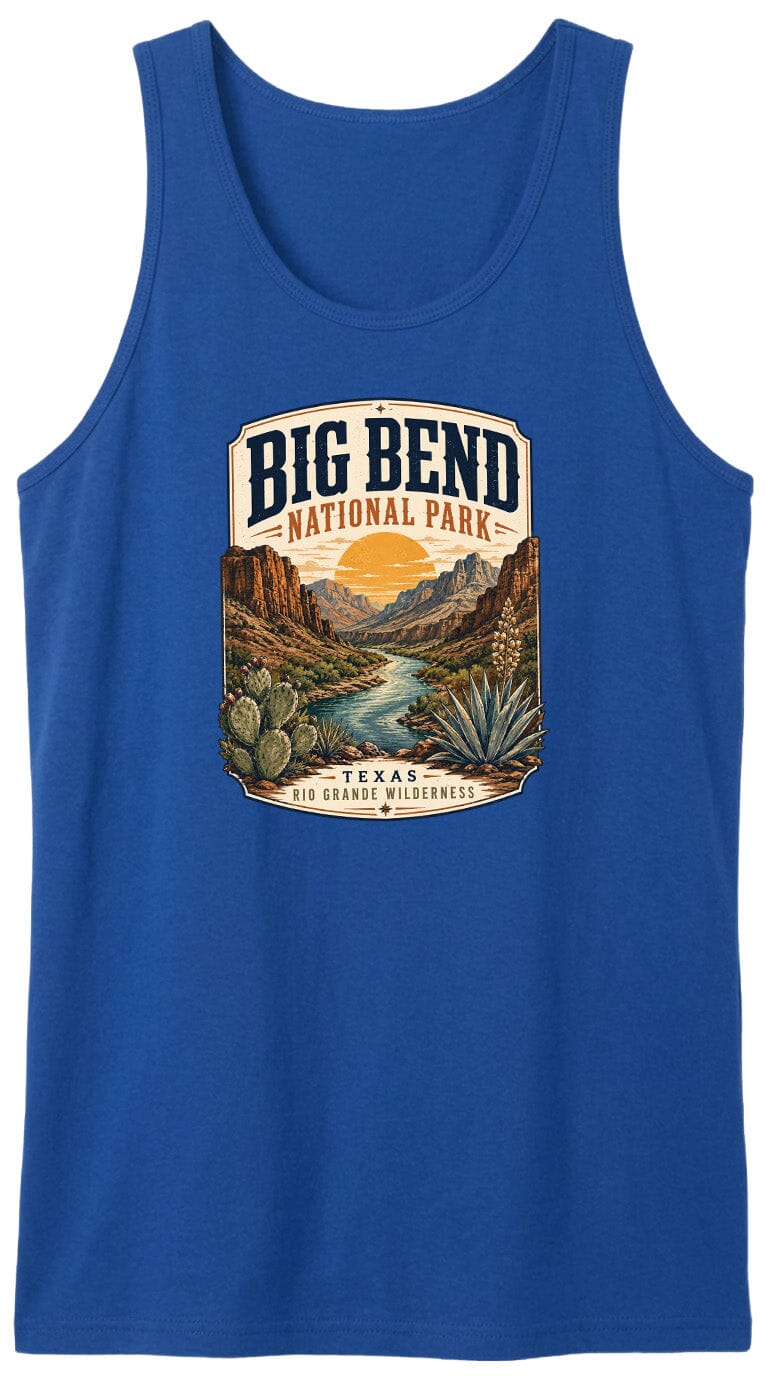 ADULT Big Bend National Park Badge Chest Logo T Shirt | Hoodie | Long Sleeve | Sweatshirt | Crew Neck | Tank Top 1 Fiesta Doodle waterproof vinyl sticker. dishwasher safe outdoor sticker.