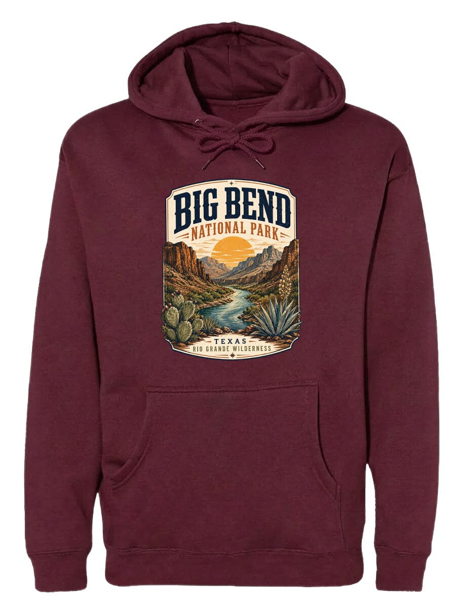 ADULT Big Bend National Park Badge Chest Logo T Shirt | Hoodie | Long Sleeve | Sweatshirt | Crew Neck | Tank Top 1 Fiesta Doodle waterproof vinyl sticker. dishwasher safe outdoor sticker.