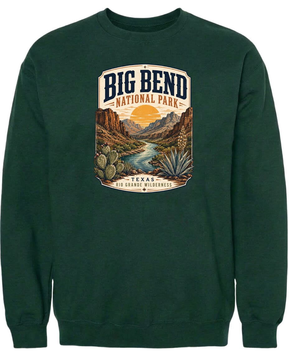 ADULT Big Bend National Park Badge Chest Logo T Shirt | Hoodie | Long Sleeve | Sweatshirt | Crew Neck | Tank Top 1 Fiesta Doodle waterproof vinyl sticker. dishwasher safe outdoor sticker.