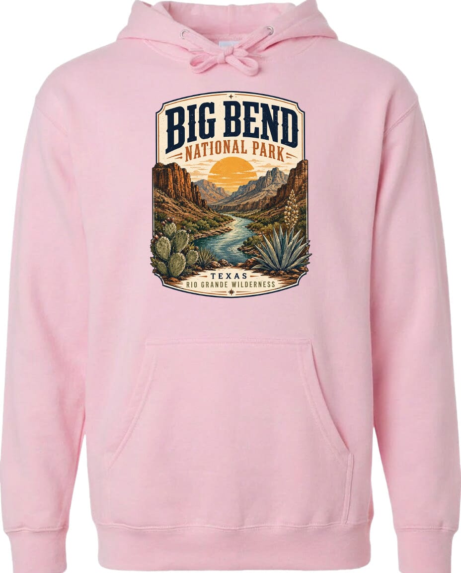 ADULT Big Bend National Park Badge Chest Logo T Shirt | Hoodie | Long Sleeve | Sweatshirt | Crew Neck | Tank Top 1 Fiesta Doodle waterproof vinyl sticker. dishwasher safe outdoor sticker.