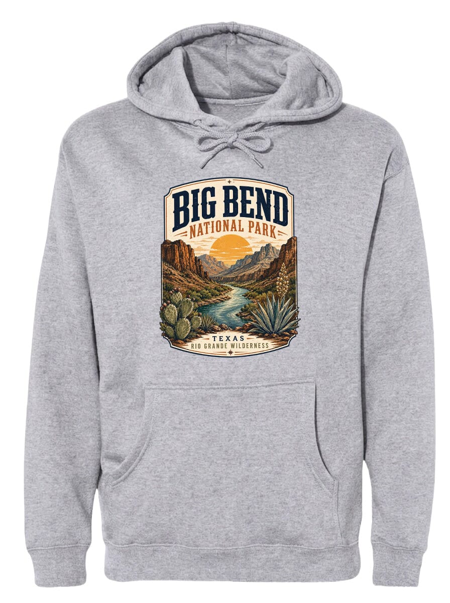 ADULT Big Bend National Park Badge Chest Logo T Shirt | Hoodie | Long Sleeve | Sweatshirt | Crew Neck | Tank Top 1 Fiesta Doodle waterproof vinyl sticker. dishwasher safe outdoor sticker.