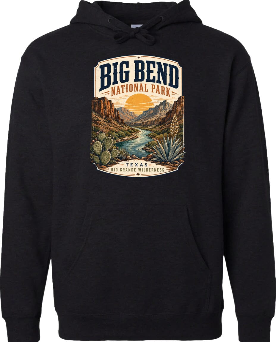 ADULT Big Bend National Park Badge Chest Logo T Shirt | Hoodie | Long Sleeve | Sweatshirt | Crew Neck | Tank Top 1 Fiesta Doodle waterproof vinyl sticker. dishwasher safe outdoor sticker.