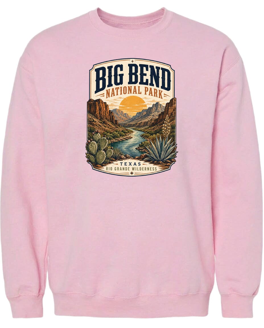 ADULT Big Bend National Park Badge Chest Logo T Shirt | Hoodie | Long Sleeve | Sweatshirt | Crew Neck | Tank Top 1 Fiesta Doodle waterproof vinyl sticker. dishwasher safe outdoor sticker.