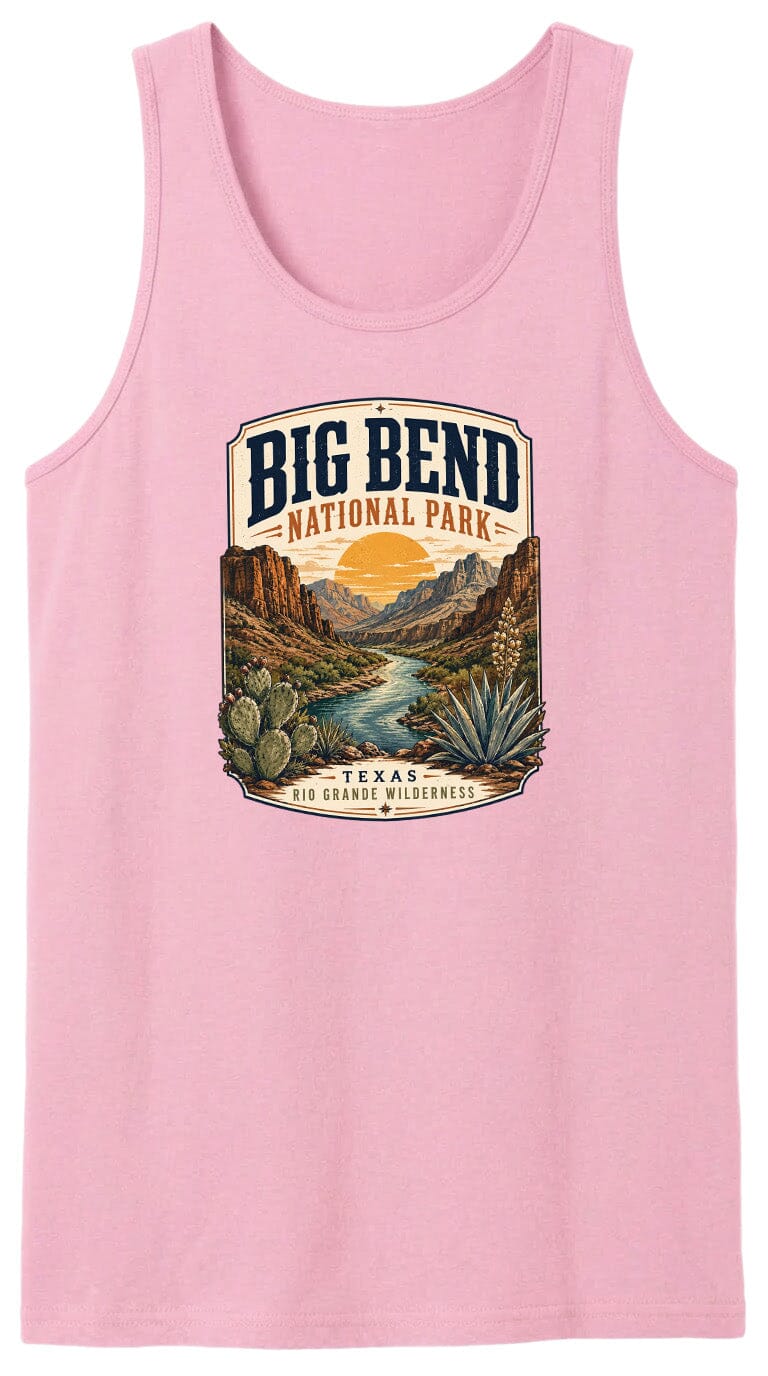 ADULT Big Bend National Park Badge Chest Logo T Shirt | Hoodie | Long Sleeve | Sweatshirt | Crew Neck | Tank Top 1 Fiesta Doodle waterproof vinyl sticker. dishwasher safe outdoor sticker.