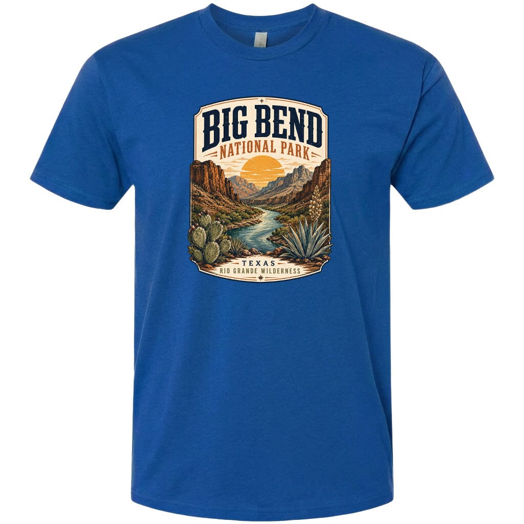 ADULT Big Bend National Park Badge Chest Logo T Shirt | Hoodie | Long Sleeve | Sweatshirt | Crew Neck | Tank Top 1 Fiesta Doodle waterproof vinyl sticker. dishwasher safe outdoor sticker.