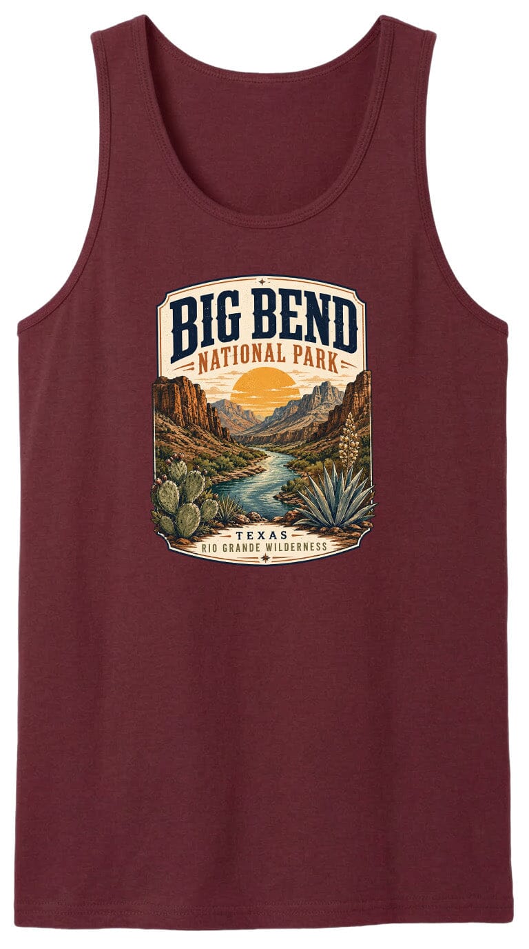 ADULT Big Bend National Park Badge Chest Logo T Shirt | Hoodie | Long Sleeve | Sweatshirt | Crew Neck | Tank Top 1 Fiesta Doodle waterproof vinyl sticker. dishwasher safe outdoor sticker.