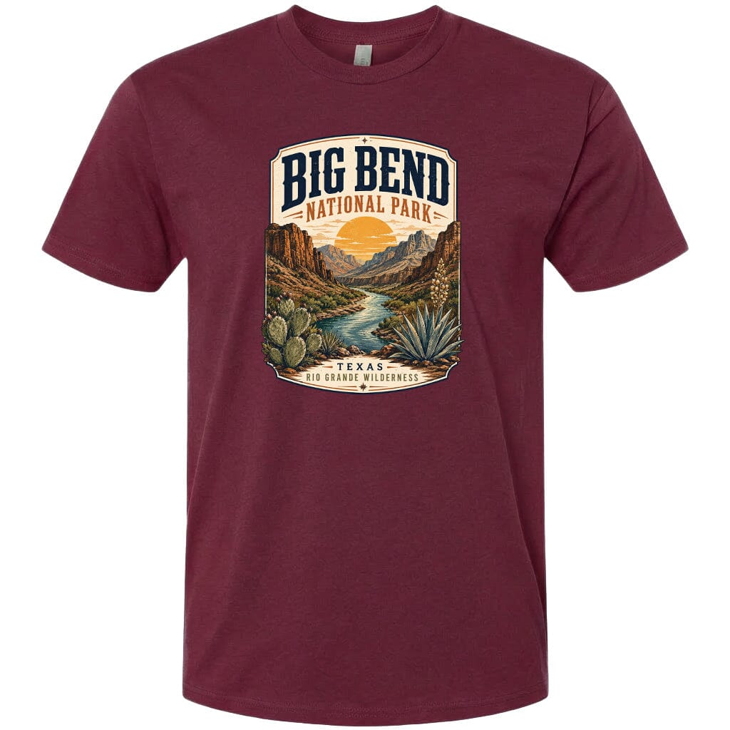 ADULT Big Bend National Park Badge Chest Logo T Shirt | Hoodie | Long Sleeve | Sweatshirt | Crew Neck | Tank Top 1 Fiesta Doodle waterproof vinyl sticker. dishwasher safe outdoor sticker.