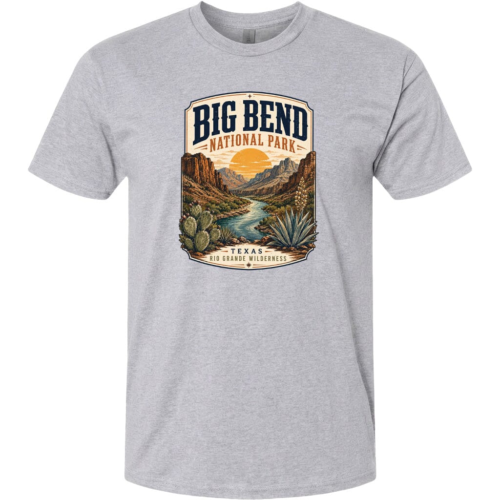 ADULT Big Bend National Park Badge Chest Logo T Shirt | Hoodie | Long Sleeve | Sweatshirt | Crew Neck | Tank Top 1 Fiesta Doodle waterproof vinyl sticker. dishwasher safe outdoor sticker.
