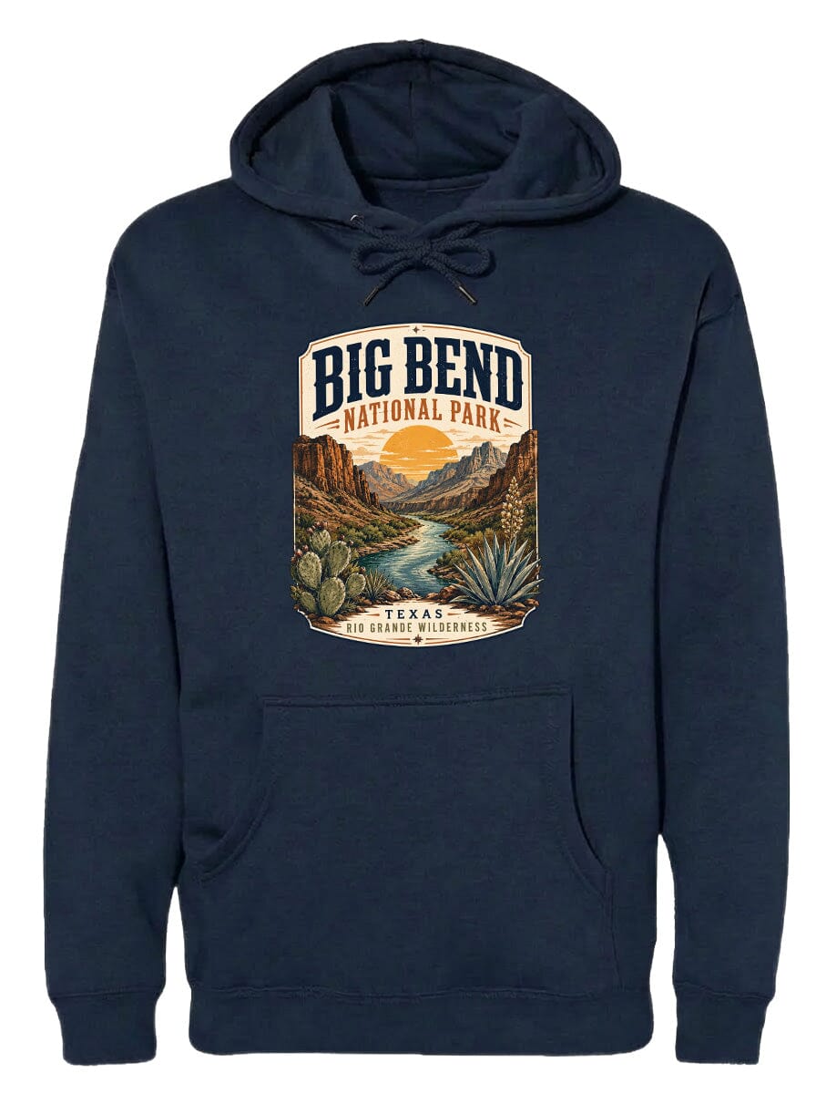 ADULT Big Bend National Park Badge Chest Logo T Shirt | Hoodie | Long Sleeve | Sweatshirt | Crew Neck | Tank Top 1 Fiesta Doodle waterproof vinyl sticker. dishwasher safe outdoor sticker.