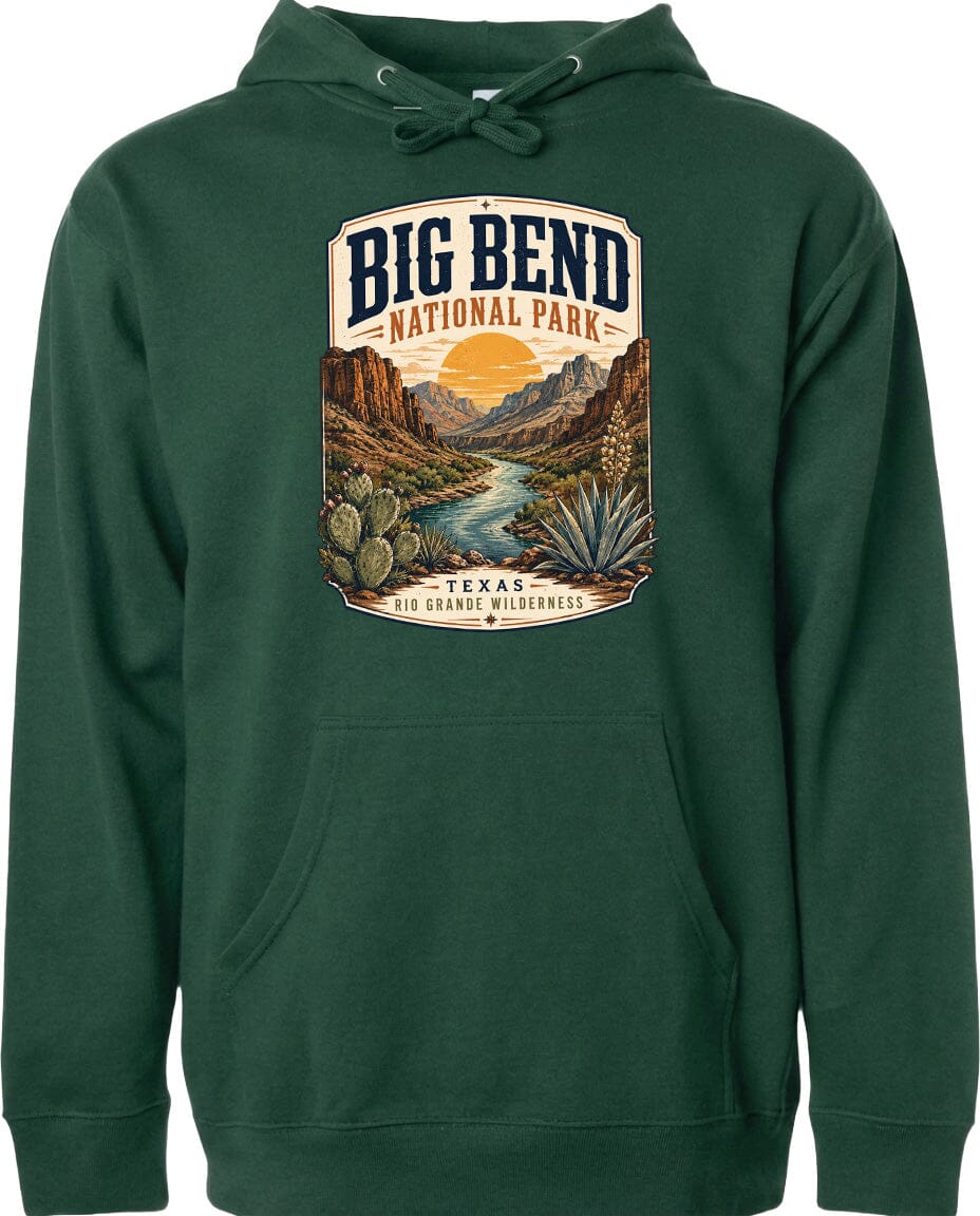 ADULT Big Bend National Park Badge Chest Logo T Shirt | Hoodie | Long Sleeve | Sweatshirt | Crew Neck | Tank Top 1 Fiesta Doodle waterproof vinyl sticker. dishwasher safe outdoor sticker.