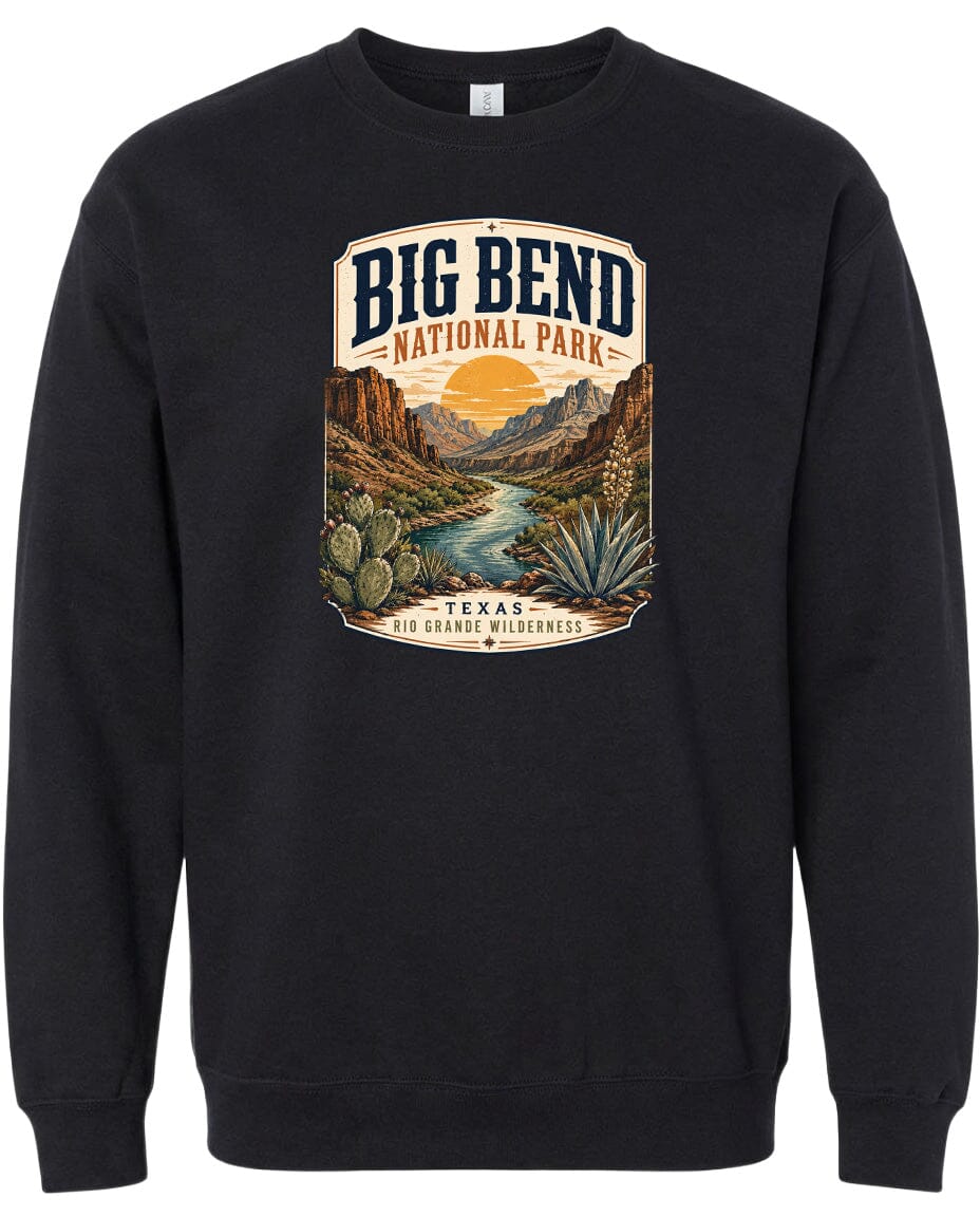 ADULT Big Bend National Park Badge Chest Logo T Shirt | Hoodie | Long Sleeve | Sweatshirt | Crew Neck | Tank Top 1 Fiesta Doodle waterproof vinyl sticker. dishwasher safe outdoor sticker.