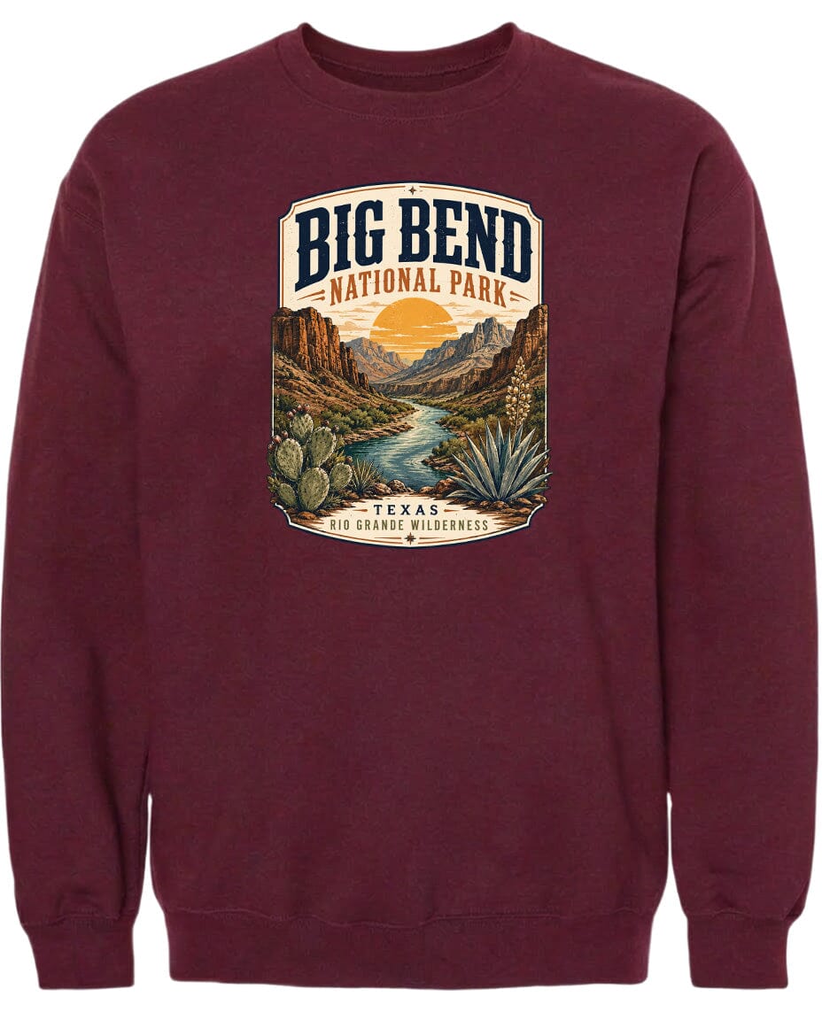 ADULT Big Bend National Park Badge Chest Logo T Shirt | Hoodie | Long Sleeve | Sweatshirt | Crew Neck | Tank Top 1 Fiesta Doodle waterproof vinyl sticker. dishwasher safe outdoor sticker.