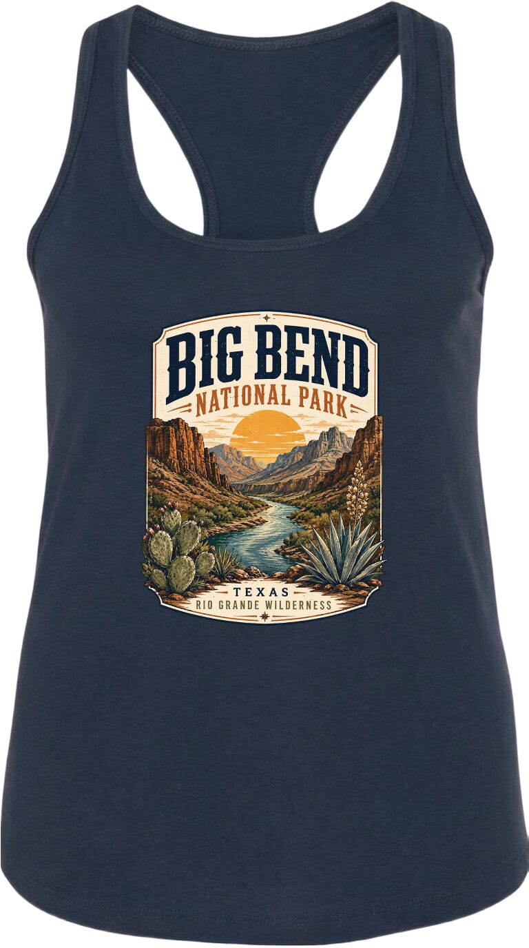 ADULT Big Bend National Park Badge Chest Logo T Shirt | Hoodie | Long Sleeve | Sweatshirt | Crew Neck | Tank Top 1 Fiesta Doodle waterproof vinyl sticker. dishwasher safe outdoor sticker.