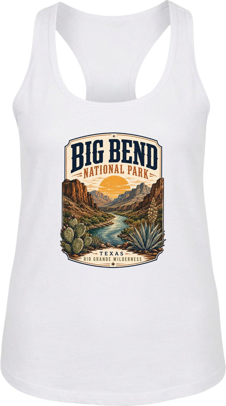ADULT Big Bend National Park Badge Chest Logo T Shirt | Hoodie | Long Sleeve | Sweatshirt | Crew Neck | Tank Top 1 Fiesta Doodle waterproof vinyl sticker. dishwasher safe outdoor sticker.