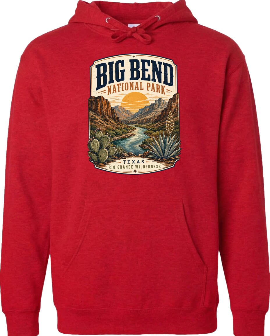 ADULT Big Bend National Park Badge Chest Logo T Shirt | Hoodie | Long Sleeve | Sweatshirt | Crew Neck | Tank Top 1 Fiesta Doodle waterproof vinyl sticker. dishwasher safe outdoor sticker.
