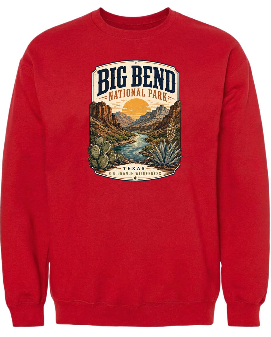 ADULT Big Bend National Park Badge Chest Logo T Shirt | Hoodie | Long Sleeve | Sweatshirt | Crew Neck | Tank Top 1 Fiesta Doodle waterproof vinyl sticker. dishwasher safe outdoor sticker.