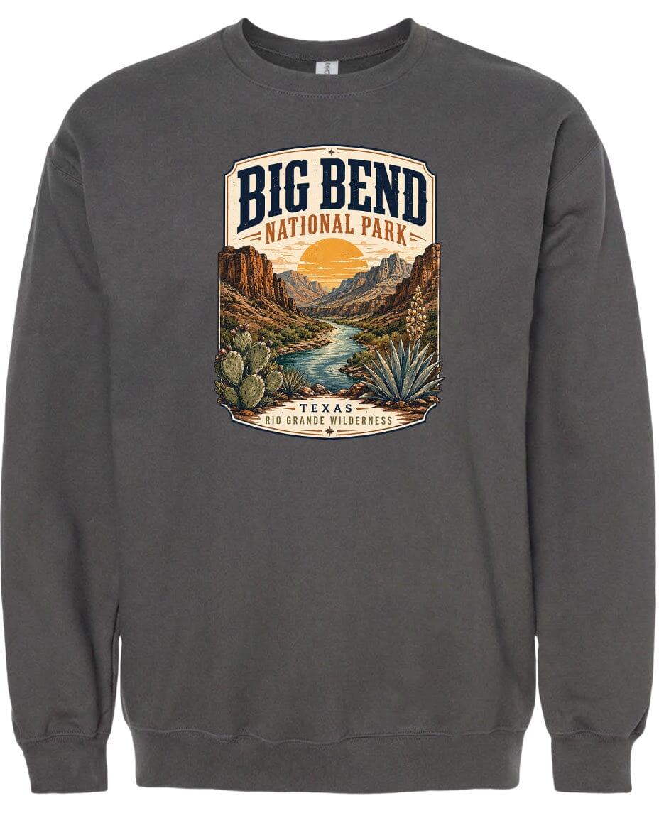 ADULT Big Bend National Park Badge Chest Logo T Shirt | Hoodie | Long Sleeve | Sweatshirt | Crew Neck | Tank Top 1 Fiesta Doodle waterproof vinyl sticker. dishwasher safe outdoor sticker.