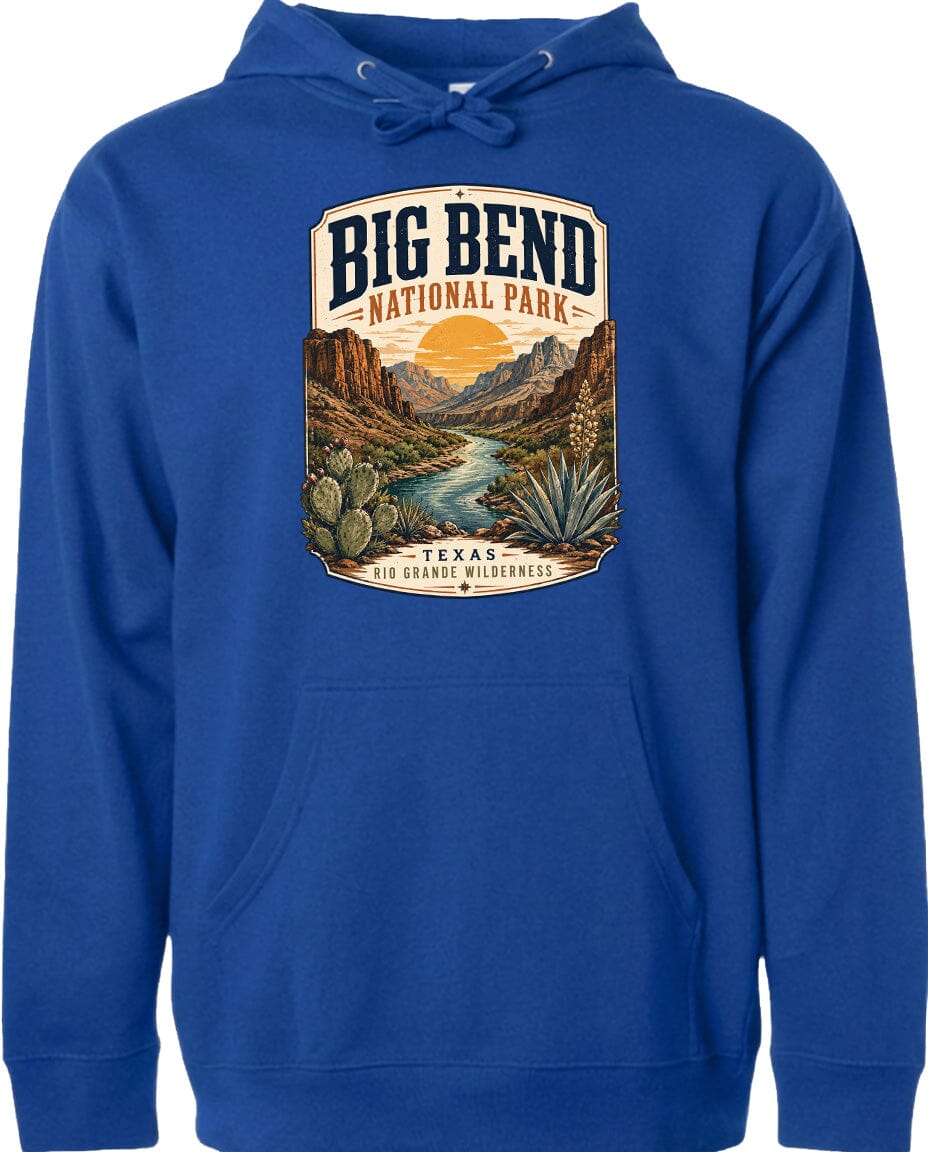 ADULT Big Bend National Park Badge Chest Logo T Shirt | Hoodie | Long Sleeve | Sweatshirt | Crew Neck | Tank Top 1 Fiesta Doodle waterproof vinyl sticker. dishwasher safe outdoor sticker.