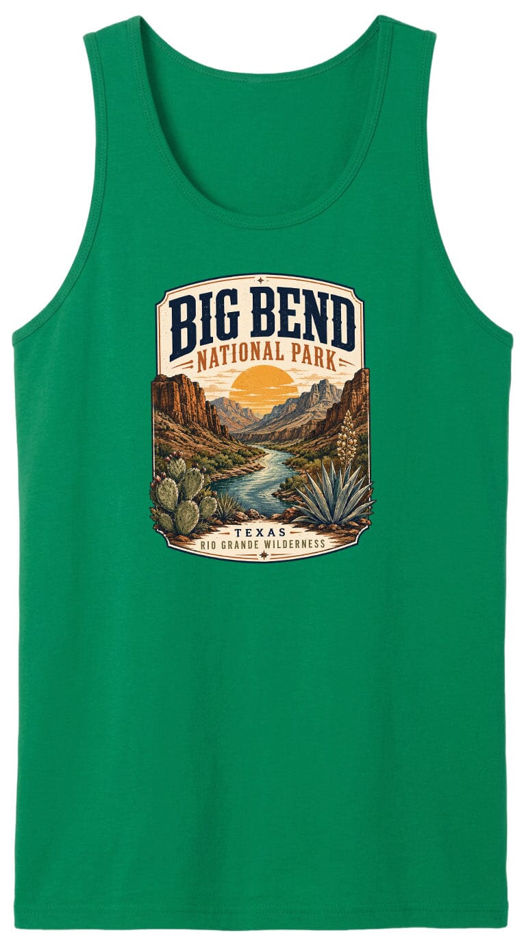 ADULT Big Bend National Park Badge Chest Logo T Shirt | Hoodie | Long Sleeve | Sweatshirt | Crew Neck | Tank Top 1 Fiesta Doodle waterproof vinyl sticker. dishwasher safe outdoor sticker.