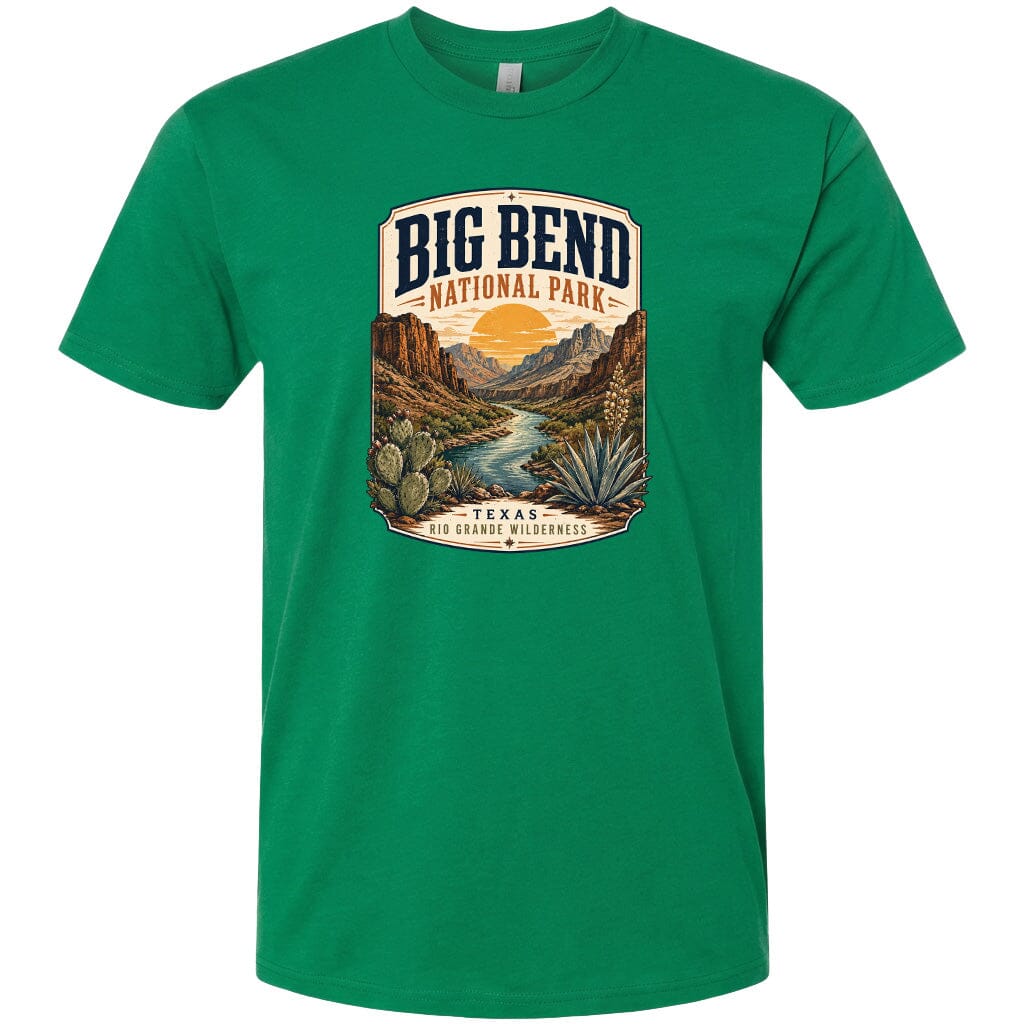 ADULT Big Bend National Park Badge Chest Logo T Shirt | Hoodie | Long Sleeve | Sweatshirt | Crew Neck | Tank Top 1 Fiesta Doodle waterproof vinyl sticker. dishwasher safe outdoor sticker.