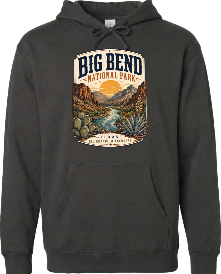 ADULT Big Bend National Park Badge Chest Logo T Shirt | Hoodie | Long Sleeve | Sweatshirt | Crew Neck | Tank Top 1 Fiesta Doodle waterproof vinyl sticker. dishwasher safe outdoor sticker.