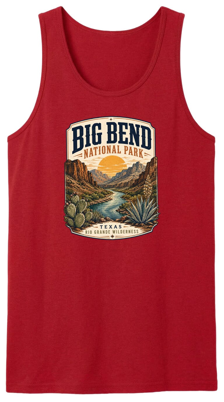 ADULT Big Bend National Park Badge Chest Logo T Shirt | Hoodie | Long Sleeve | Sweatshirt | Crew Neck | Tank Top 1 Fiesta Doodle waterproof vinyl sticker. dishwasher safe outdoor sticker.