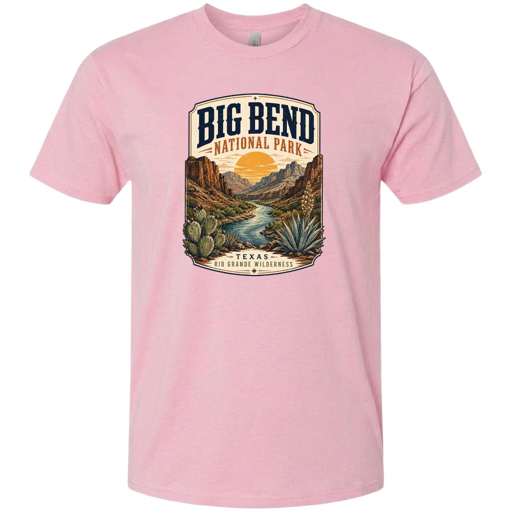 ADULT Big Bend National Park Badge Chest Logo T Shirt | Hoodie | Long Sleeve | Sweatshirt | Crew Neck | Tank Top 1 Fiesta Doodle waterproof vinyl sticker. dishwasher safe outdoor sticker.