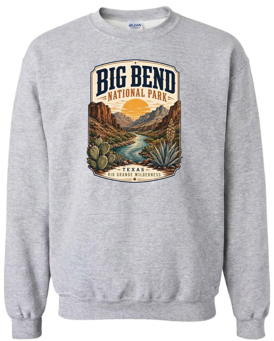 ADULT Big Bend National Park Badge Chest Logo T Shirt | Hoodie | Long Sleeve | Sweatshirt | Crew Neck | Tank Top 1 Fiesta Doodle waterproof vinyl sticker. dishwasher safe outdoor sticker.