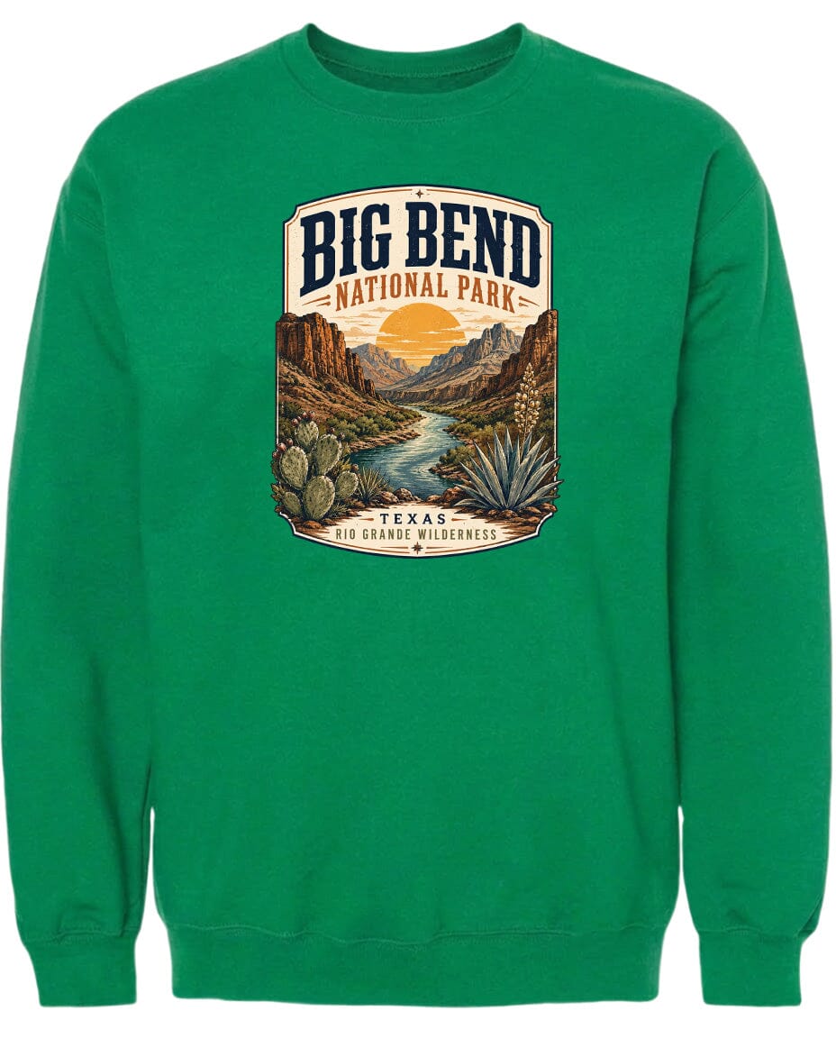 ADULT Big Bend National Park Badge Chest Logo T Shirt | Hoodie | Long Sleeve | Sweatshirt | Crew Neck | Tank Top 1 Fiesta Doodle waterproof vinyl sticker. dishwasher safe outdoor sticker.