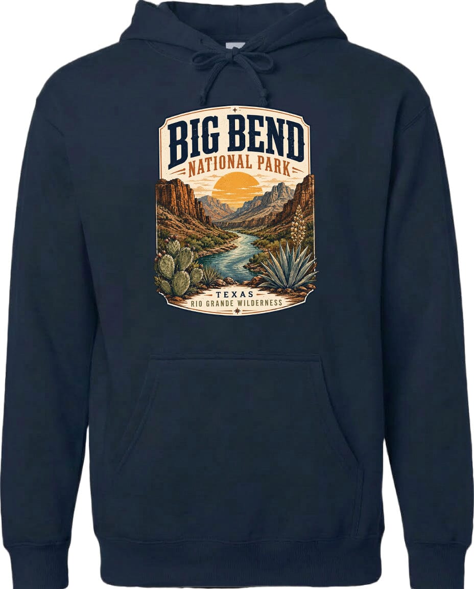ADULT Big Bend National Park Badge Chest Logo T Shirt | Hoodie | Long Sleeve | Sweatshirt | Crew Neck | Tank Top 1 Fiesta Doodle waterproof vinyl sticker. dishwasher safe outdoor sticker.