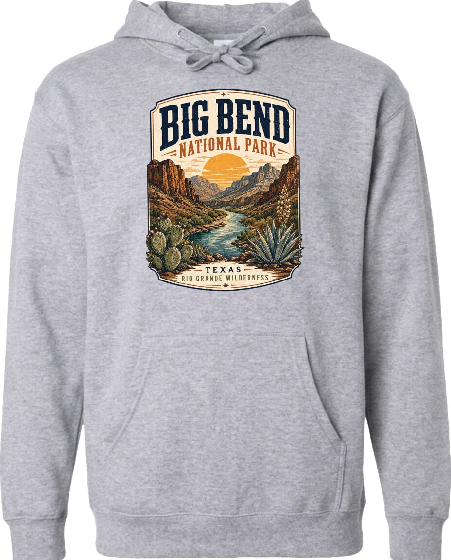 ADULT Big Bend National Park Badge Chest Logo T Shirt | Hoodie | Long Sleeve | Sweatshirt | Crew Neck | Tank Top 1 Fiesta Doodle waterproof vinyl sticker. dishwasher safe outdoor sticker.